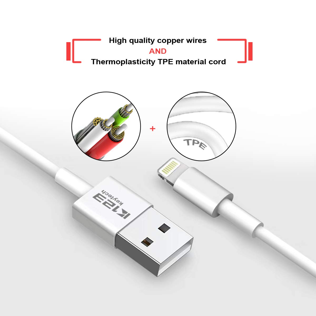 USB A to Lighting Charging Cable - 1 Meter MFI Certified