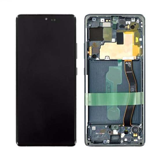 Genuine Samsung S10 Lite (SM-G770F) Complete lcd and touchpad with frame in black - Part no: GH82-21672A, GH82-21992A