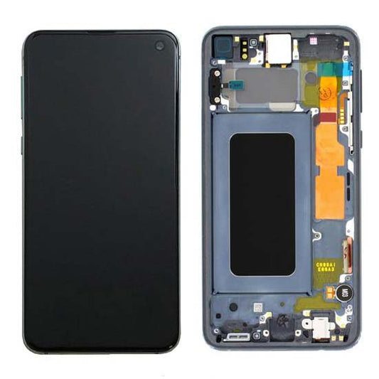 Genuine Samsung Galaxy S10 (SM-G973F/DS) Complete lcd and touchpad with frame in Silver - Part no: GH82-18850G,GH82- 18835G